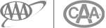 The image shows two logos; one with "AAA" and an oval with a line, and the other with "CAA" inside a circle.